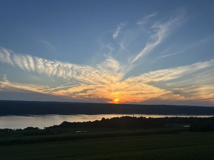 Sunset over Cayuga Lake in the Finger Lakes, a new day after a life transition